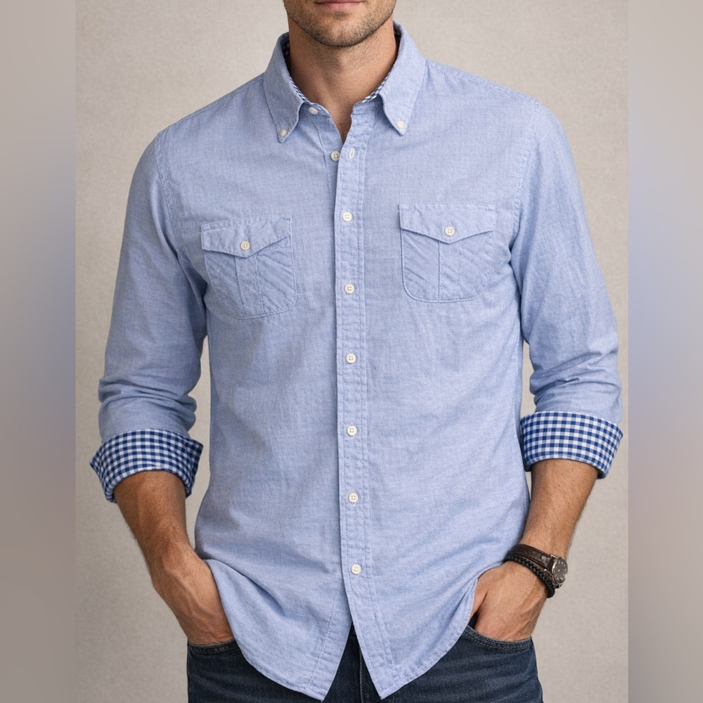 Paper Denim & Cloth Blue Oxford Button Down Shirt XL Classic Preppy Dadcore - Picture 1 of 13